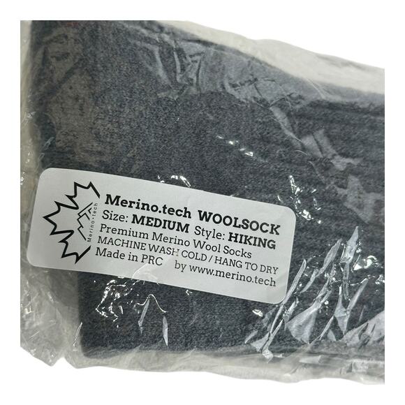Merino Tech Gray Wool Hiking Skiing Socks Size Medium NEW Unisex - Picture 4 of 4